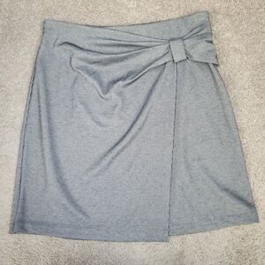 ann taylor factory houndstooth grey faux wrap mini skirt